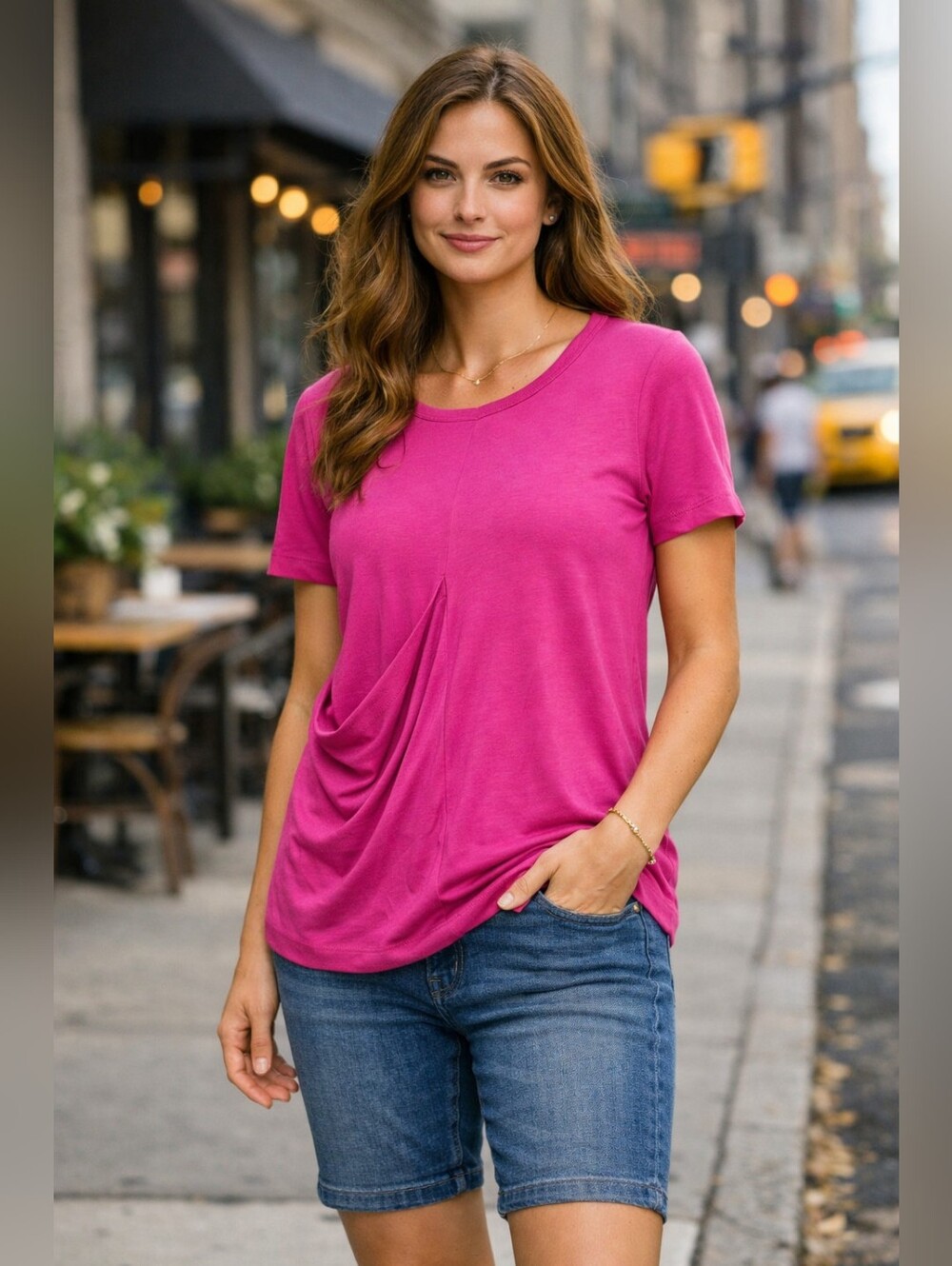 ♠️Kate Spade Saturday Women's 100% Rayon TeeShirt Deep Pocket Magenta/Pink Small